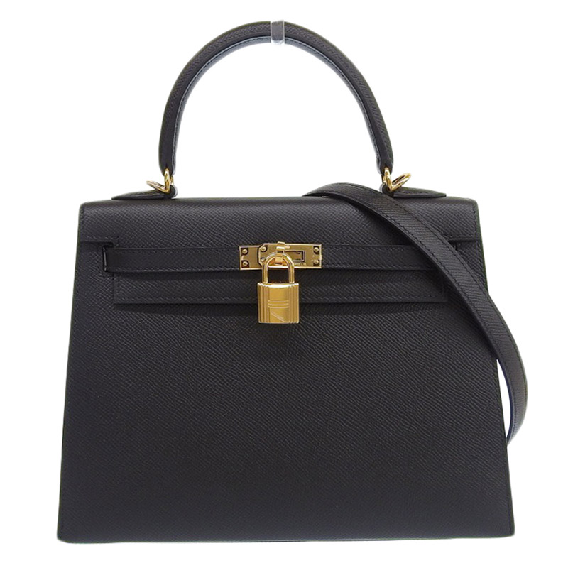 エルメス HERMES ケリー25 外縫い 2WAYバッグ ハンドバッグ ショルダーバッグ エプソン ブラック Z刻印 2021年 美品 HE0937