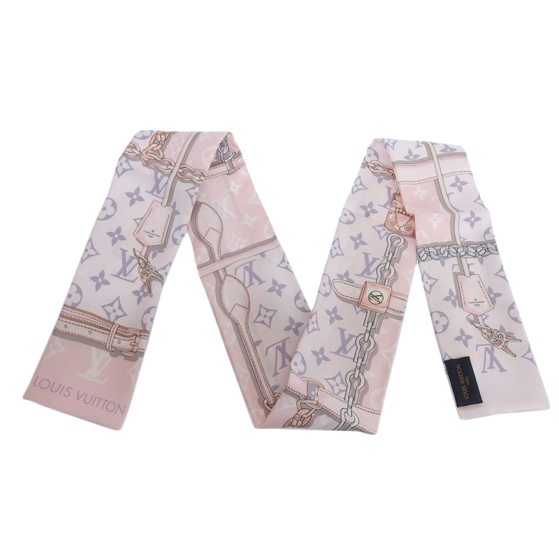 http://ルイヴィトン%20LOUIS%20VUITTON%20バンドー%20モノグラムコンフィデンシャル%20バンドー%20スカーフ%20シルク%20ローズクレール%20M70637%20中古%20LV1575