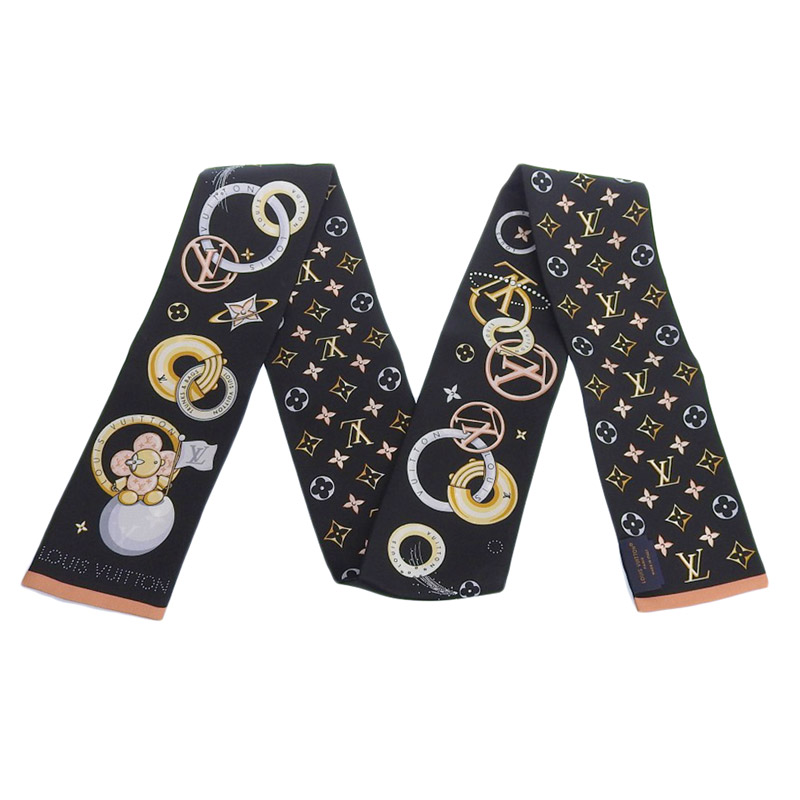http://ルイヴィトン%20LOUIS%20VUITTON%20バンドー・ヴィヴィエンヌ%20アンド%20ビヨンド%20バンドー%20スカーフ%20シルク%20ブラック%20M78132%20中古%20LV1602