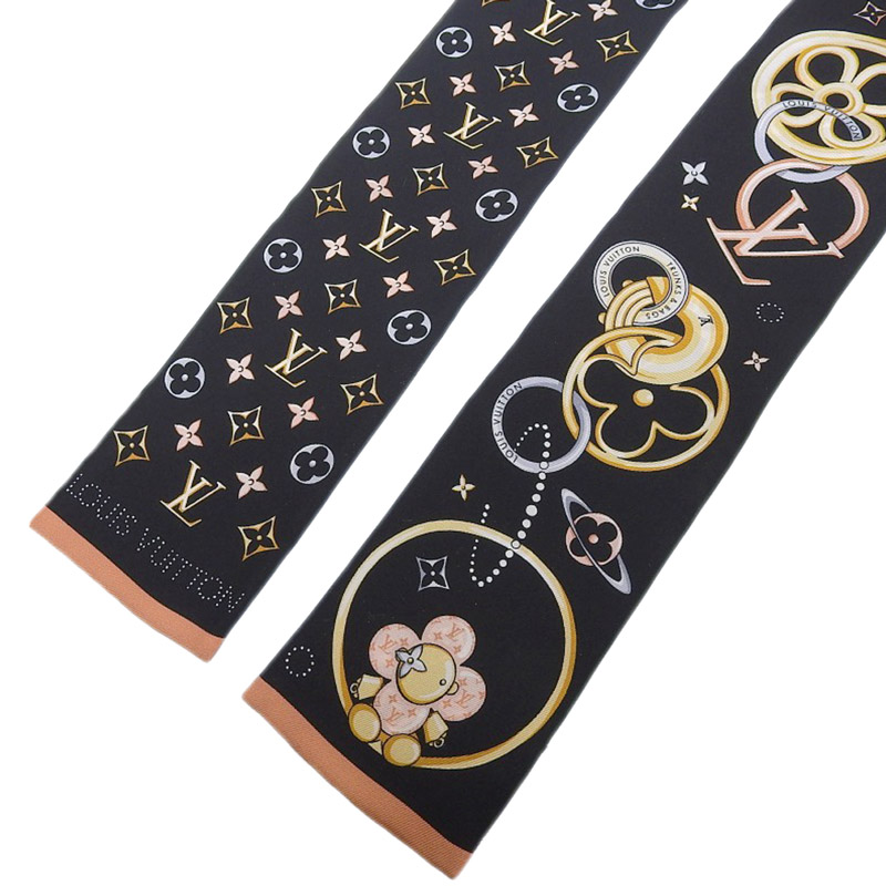 http://ルイヴィトン%20LOUIS%20VUITTON%20バンドー・ヴィヴィエンヌ%20アンド%20ビヨンド%20バンドー%20スカーフ%20シルク%20ブラック%20M78132%20中古%20LV1602