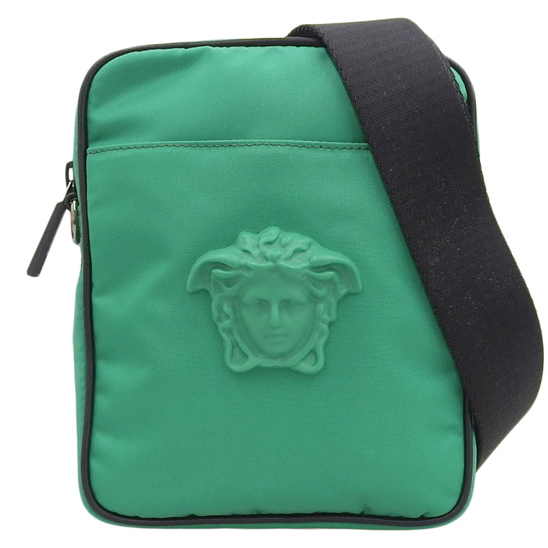 ヴェルサーチ VERSACE メデューサ ショルダーバッグ 斜め掛けショルダー ナイロン グリーン 美品 OB1825