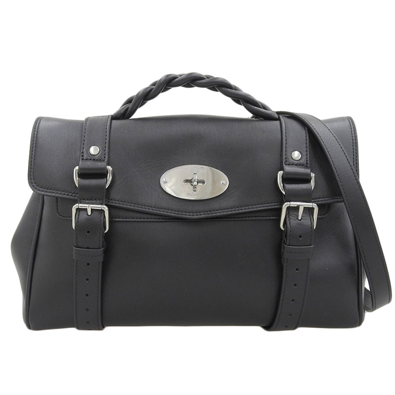 マルベリー MULBERRY アレクサ 2WAYバッグ ハンドバッグ ショルダーバッグ ブラック レザー 美品 OB1836