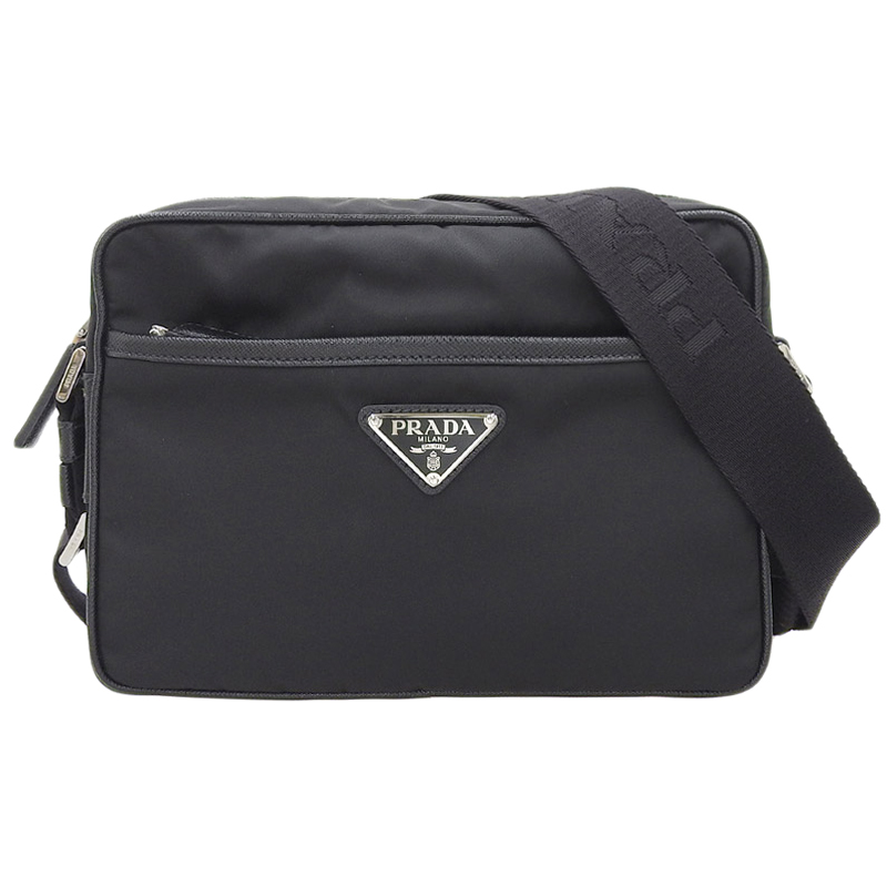 プラダ PRADA ショルダーバッグ ポシェット ナイロン/レザー ブラック 2VH048 中古 OB1839