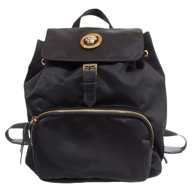http://ヴェルサーチ%20VERSACE%20リュックサック%20バックパック%20ナイロン%20ブラック%20美品　OB1848