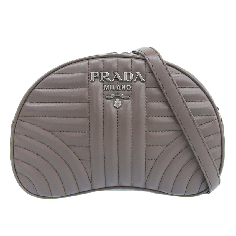プラダ PRADA ショルダーバッグ 斜め掛けショルダー レザー グレージュ 1BH130 中古 OB1854