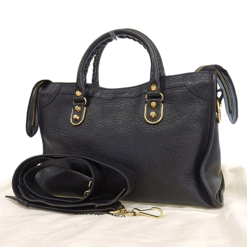 http://バレンシアガ%20BALENCIAGA%20クラシック%20メタリック%20エッジシティ%202WAY%20ショルダー%20ハンドバッグ%20レザー%20ブラック%20432831%20中古%20OB1857