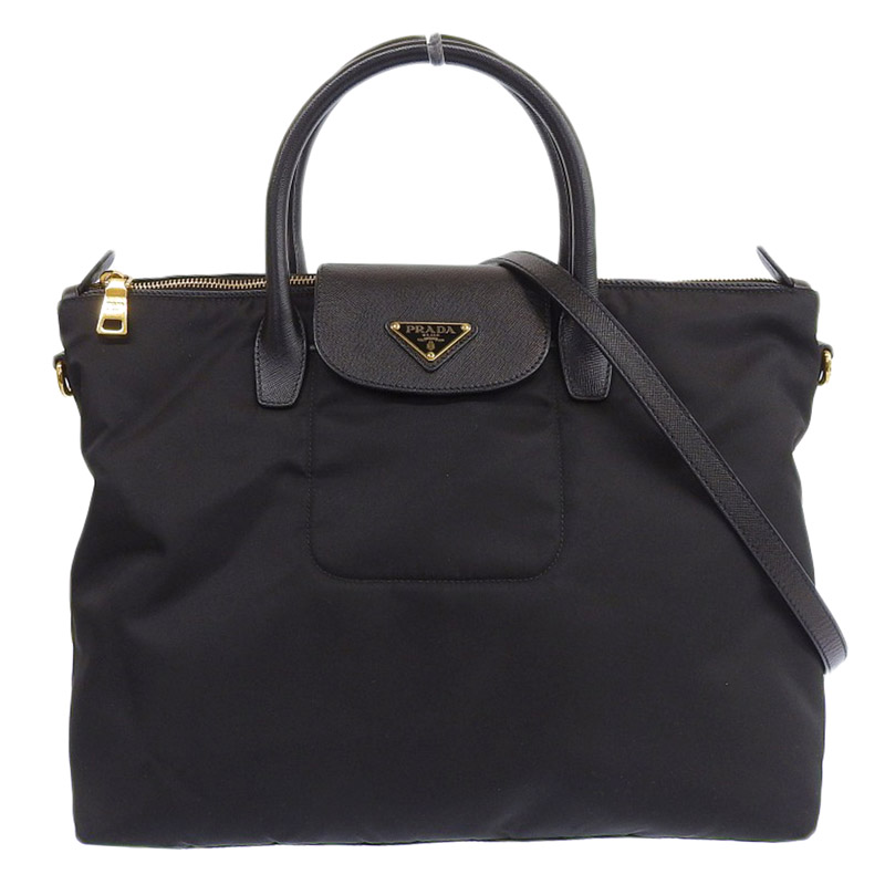 プラダ PRADA 2WAYバッグ ハンドバッグ ショルダーバッグ ナイロン/レザー ブラック BN2541 中古 OB1858