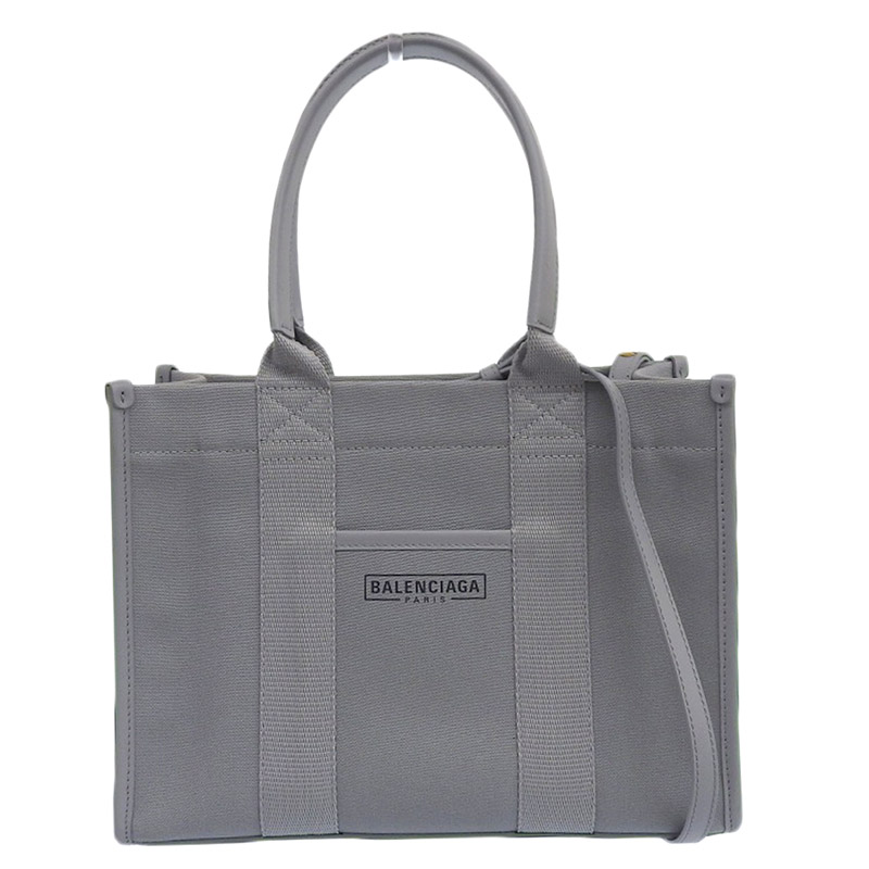 バレンシアガ BALENCIAGA ハードウェアトート 2WAYバッグ ショルダーバッグ ハンドバッグ キャンバス/レザー グレー 中古 OB1859