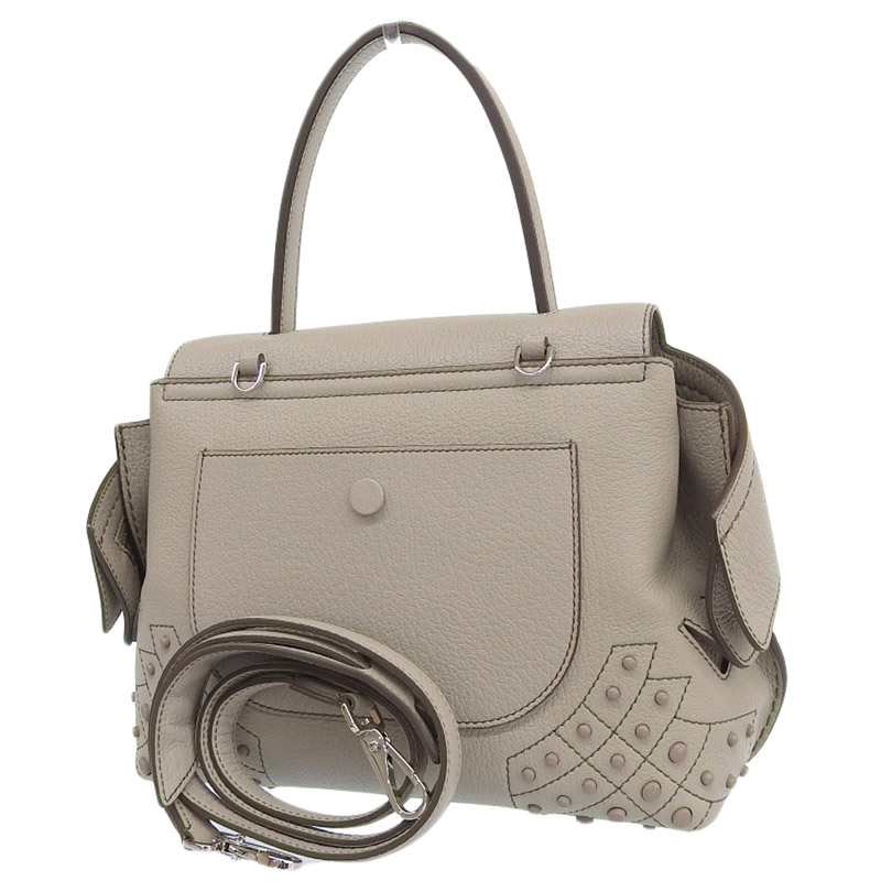 http://トッズ%20TOD'S%202WAYバッグ%20ハンドバッグ%20ショルダーバッグ%20レザー%20グレー%20美品%20OB1861