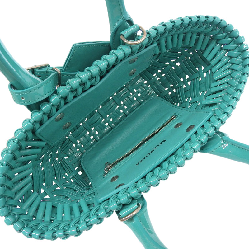 http://バレンシアガ%20BALENCIAGA%20ビストロバスケットミニ%20XXS%202WAY%20ハンドバッグ%20ショルダーバッグ%20エナメル%20グリーン%20678028%20美品%20OB1862