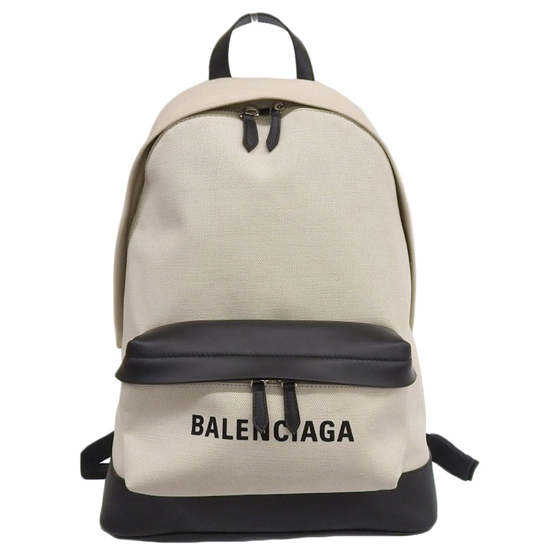 http://バレンシアガ%20BALENCIAGA%20バックパック%20リュックサック%20キャンバス/レザー%20ホワイト/ブラック%20392007%20中古%20OB1864