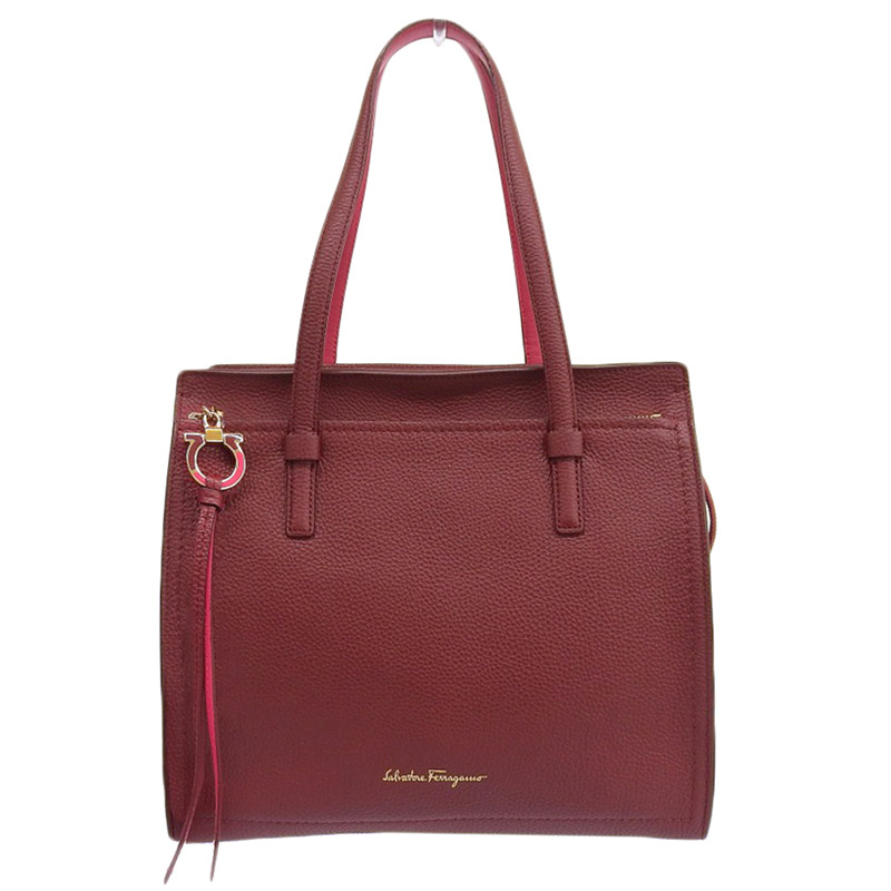 フェラガモ FERRAGAMO エイミー ガンチーニ トートバッグ レザー レッド 中古 OB1866