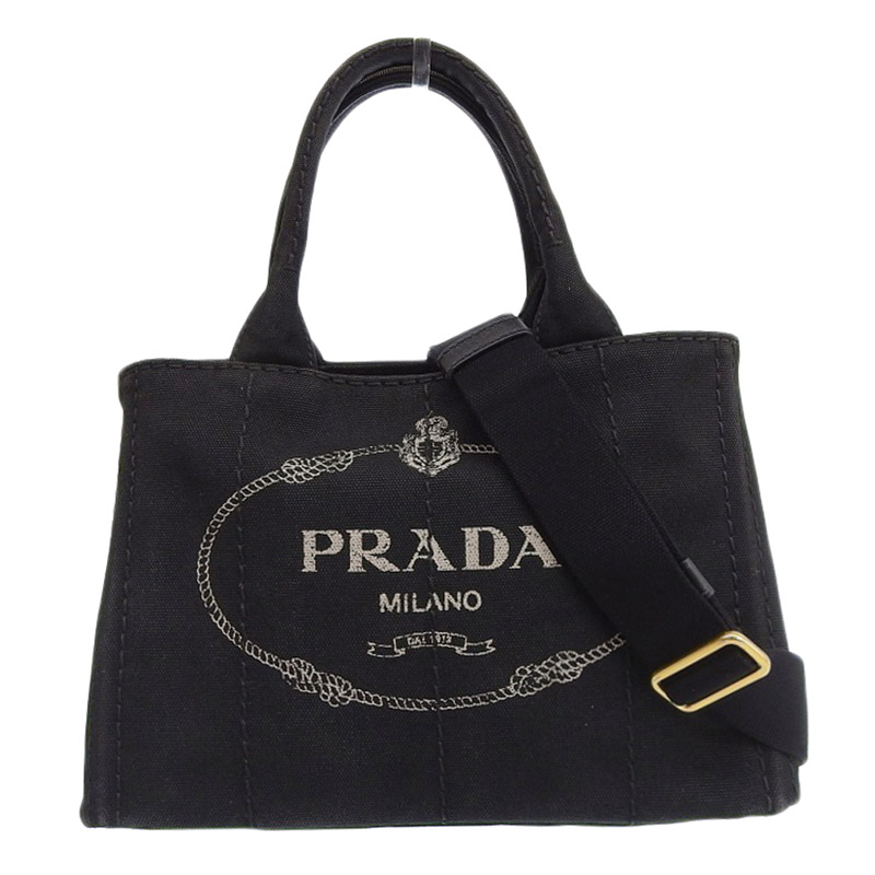 プラダ PRADA カナパ 2WAYバッグ トートバッグ ショルダーバッグ キャンバス ブラック 中古 OB1872