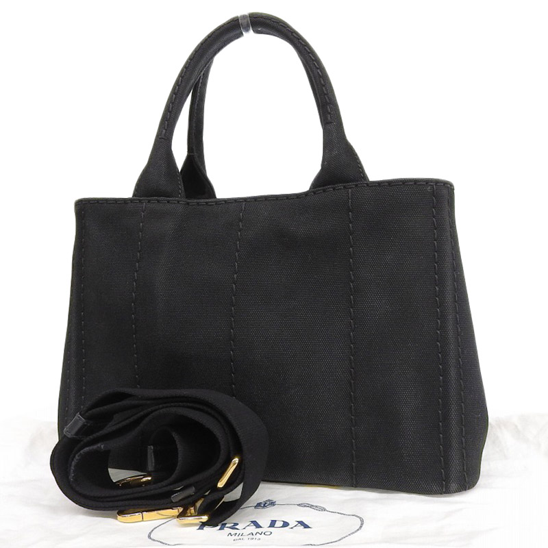http://プラダ%20PRADA%20カナパ%202WAYバッグ%20トートバッグ%20ショルダーバッグ%20キャンバス%20ブラック%20中古%20OB1872