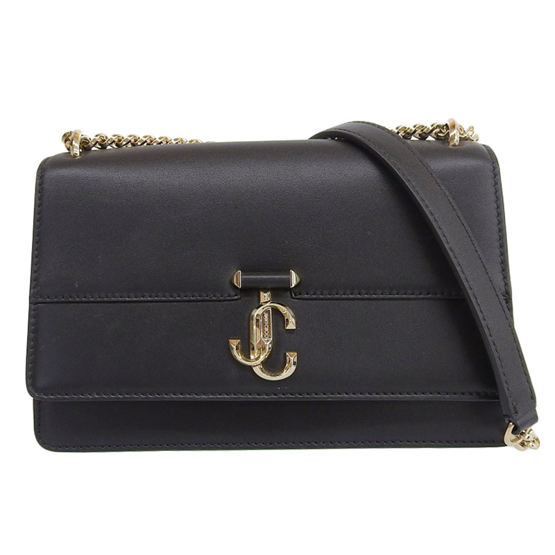 ジミーチュウ JIMMY CHOO ショルダーバッグ チェーンショルダー レザー ブラック 中古 OB1876