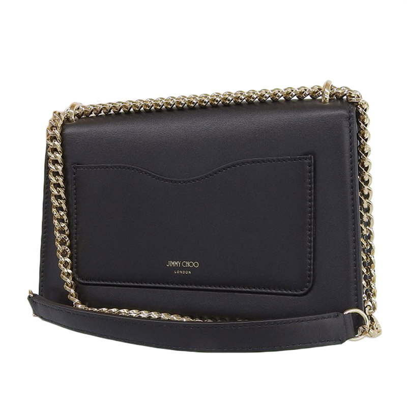 http://ジミーチュウ%20JIMMY%20CHOO%20ショルダーバッグ%20チェーンショルダー%20レザー%20ブラック%20中古%20OB1876