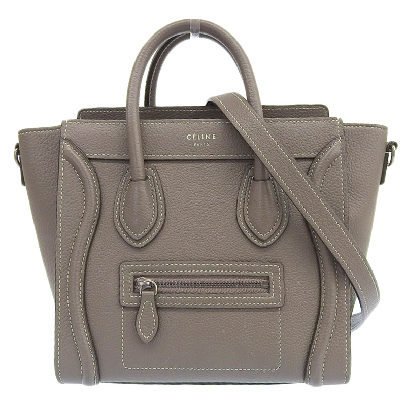 セリーヌ CELINE ラゲージ ナノショッパー 2WAYバッグ ハンドバッグ ショルダーバッグ レザー スリ 中古 OB1878