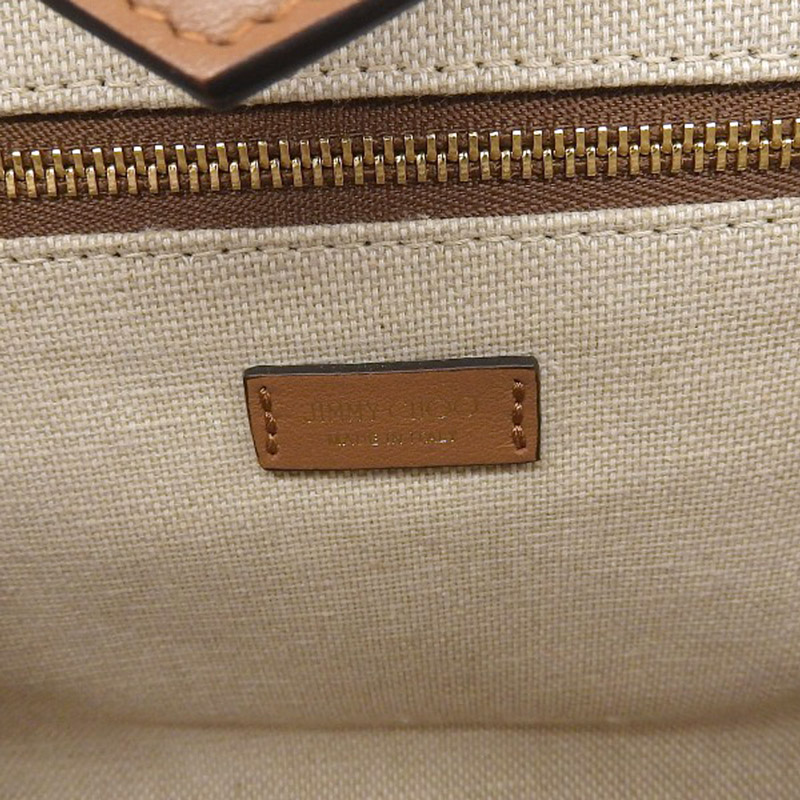 http://ジミーチュウ%20JIMMY%20CHOO%20アベニュートート%202WAY%20ショルダー%20ハンドバッグ%20キャンバス/レザー%20アイボリー/ブラウン%20美品%20OB1880