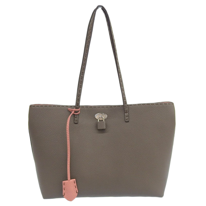 http://フェンディ%20FENDI%20セレリア%20トートバッグ%20レザー%20グレージュ/ピンク%208BH257%20中古%20OB1885