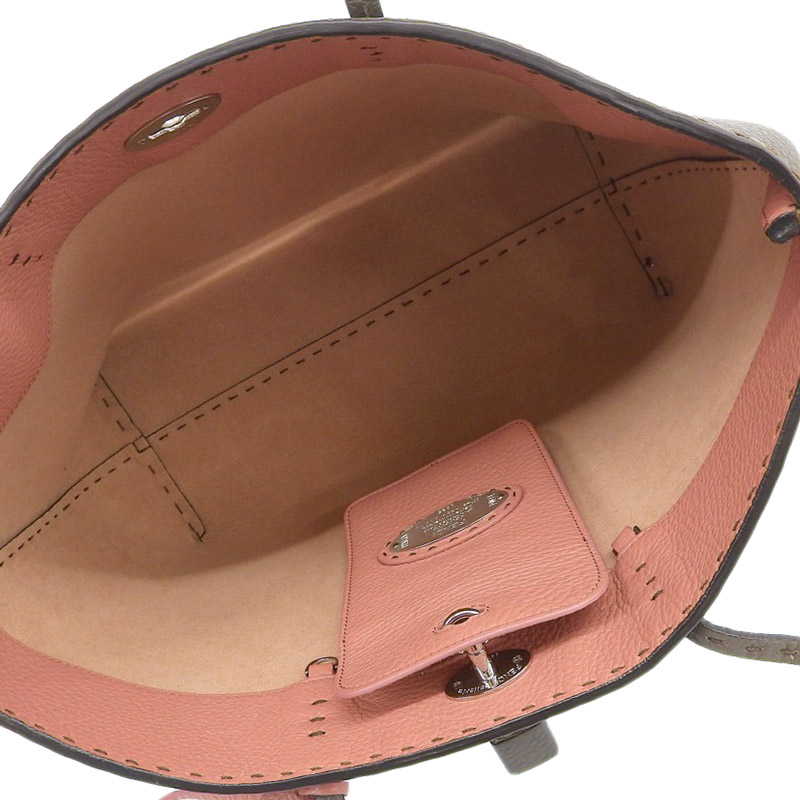 http://フェンディ%20FENDI%20セレリア%20トートバッグ%20レザー%20グレージュ/ピンク%208BH257%20中古%20OB1885