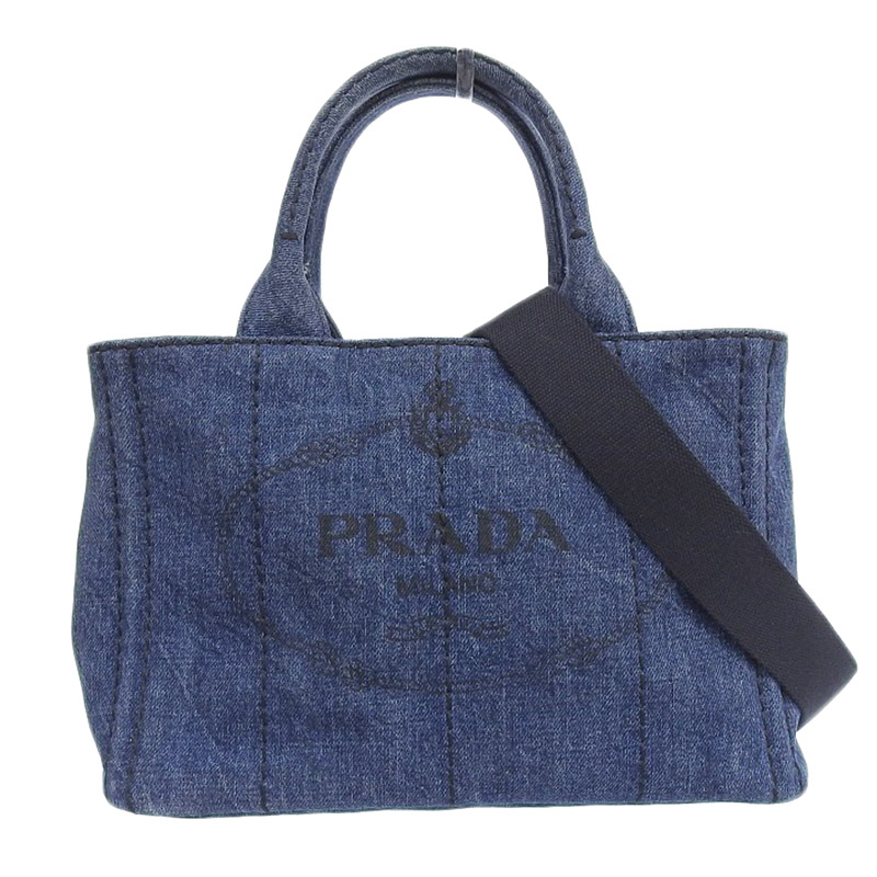 プラダ PRADA カナパ 2WAYバッグ トートバッグ ショルダーバッグ デニム ブルー 1BG439 中古 OB1886