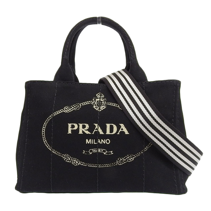 プラダ PRADA カナパ 2WAYバッグ トートバッグ ショルダーバッグ キャンバス ブラック 中古 OB1889