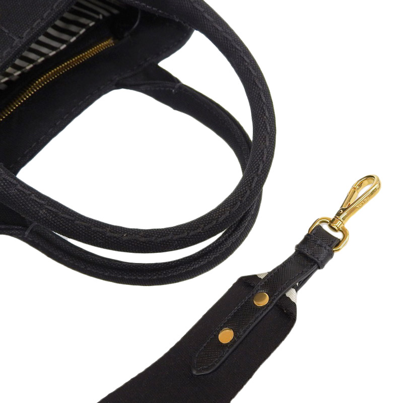http://プラダ%20PRADA%20カナパ%202WAYバッグ%20トートバッグ%20ショルダーバッグ%20キャンバス%20ブラック%20中古%20OB1889
