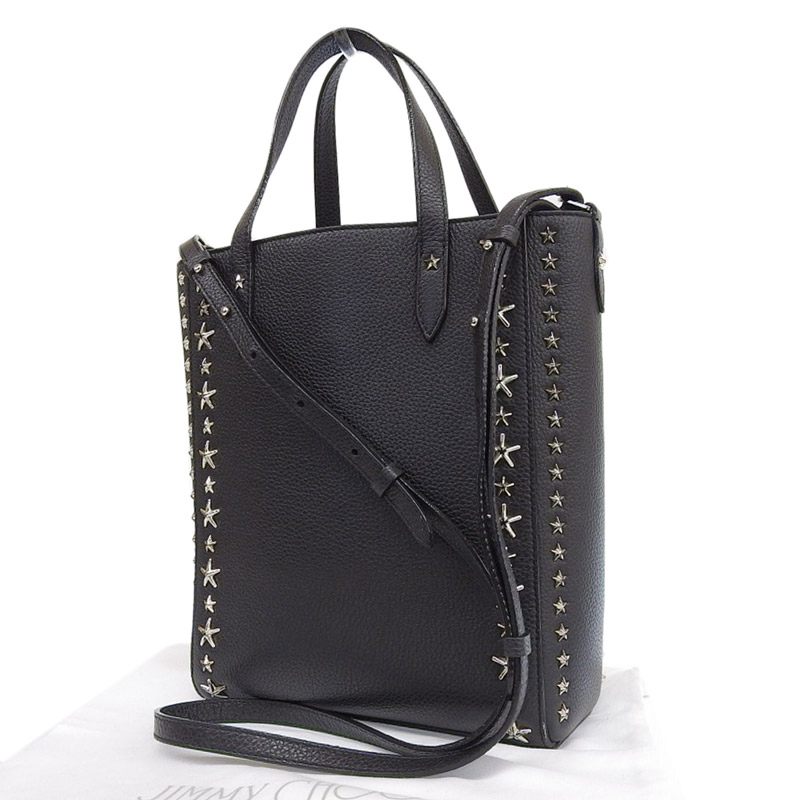 http://ジミーチュウ%20JIMMY%20CHOO%202WAYバッグ%20ハンドバッグ%20ショルダーバッグ%20スタースタッズ%20レザー%20ブラック%20中古%20OB1890