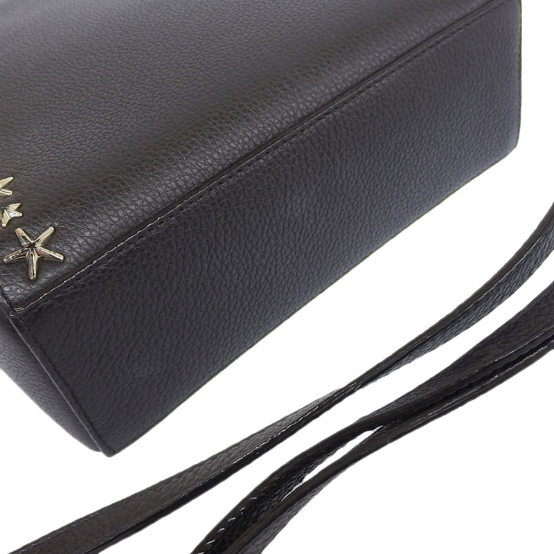 http://ジミーチュウ%20JIMMY%20CHOO%202WAYバッグ%20ハンドバッグ%20ショルダーバッグ%20スタースタッズ%20レザー%20ブラック%20中古%20OB1890
