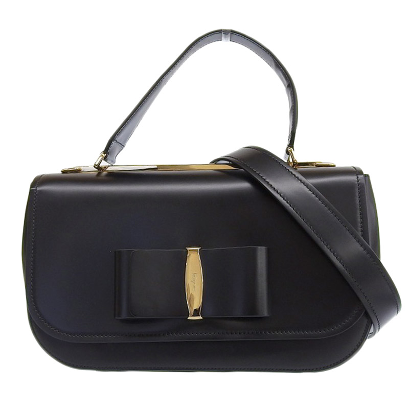 フェラガモ FERRAGAMO ヴァラ 2WAYバッグ ハンドバッグ ショルダーバッグ レザー ブラック 中古 OB1892