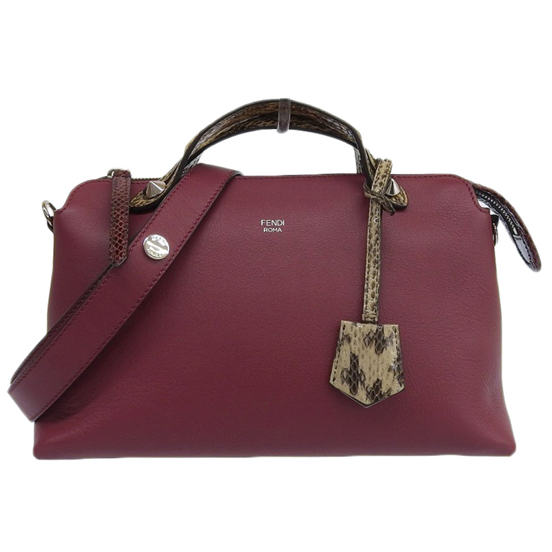 フェンディ FENDI バイザウェイ ミディアム 2WAYバッグ ショルダー ハンドバッグ レザー/パイソン ボルドー 8BL124 中古 OB1895