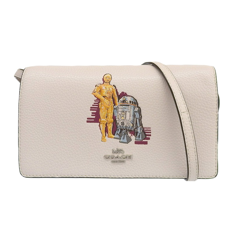 コーチ COACH ショルダーバッグ ショルダーウォレット スターウォーズコラボ PVC/レザー アイボリー F88919 中古 OB1898