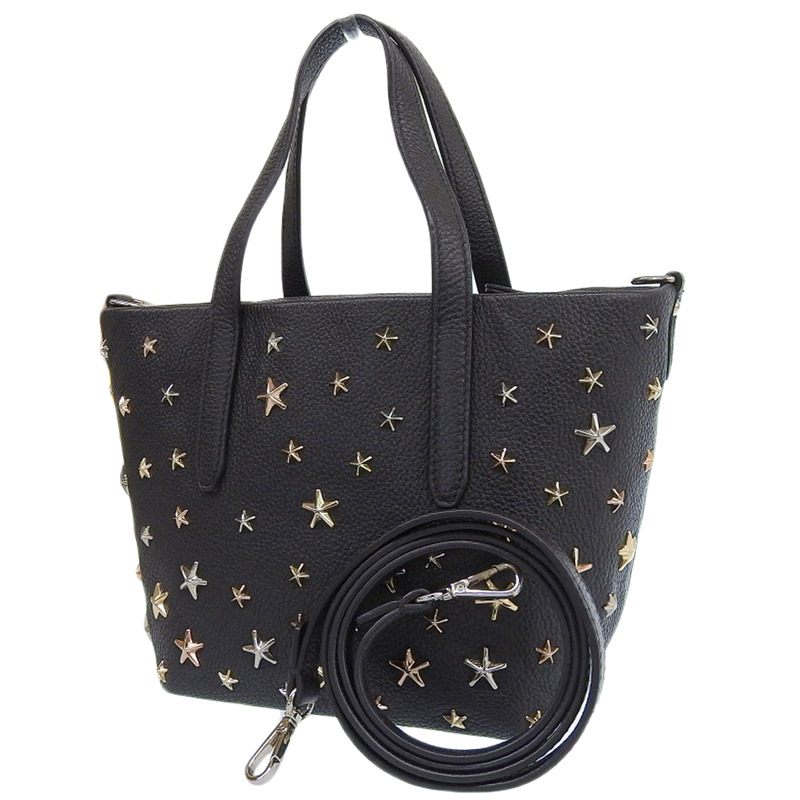 http://ジミーチュウ%20JIMMY%20CHOO%20ミニサラ%202WAYバッグ%20ハンドバッグ%20ショルダーバッグ%20スタースタッズ%20レザー%20ブラック%20中古%20OB1901