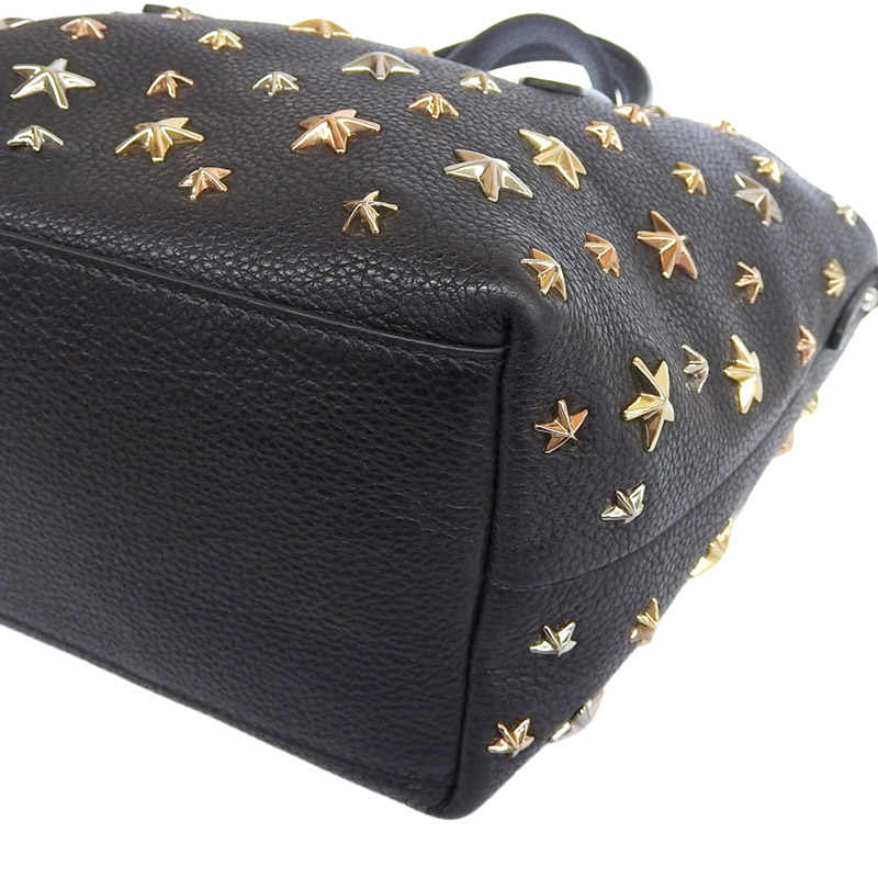 http://ジミーチュウ%20JIMMY%20CHOO%20ミニサラ%202WAYバッグ%20ハンドバッグ%20ショルダーバッグ%20スタースタッズ%20レザー%20ブラック%20中古%20OB1901