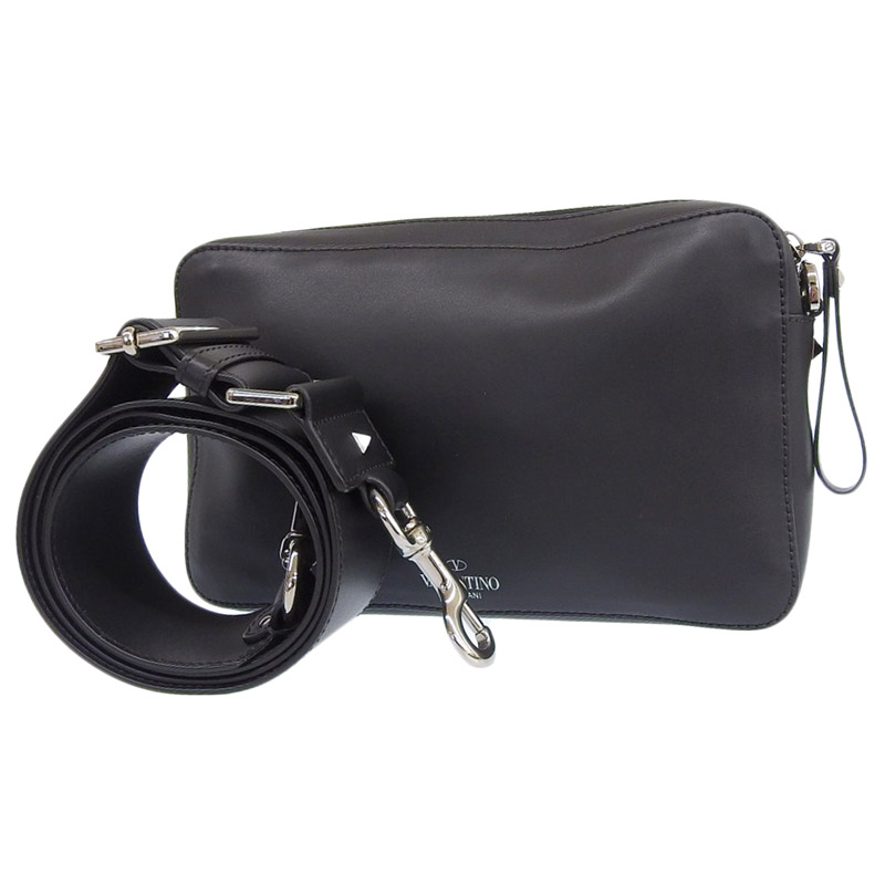 http://ヴァレンティノ%20VALENTINO%20VLTN%202WAYバッグ%20ショルダーバッグ%20クラッチバッグ%20レザー%20ブラック%20中古%20OB1902