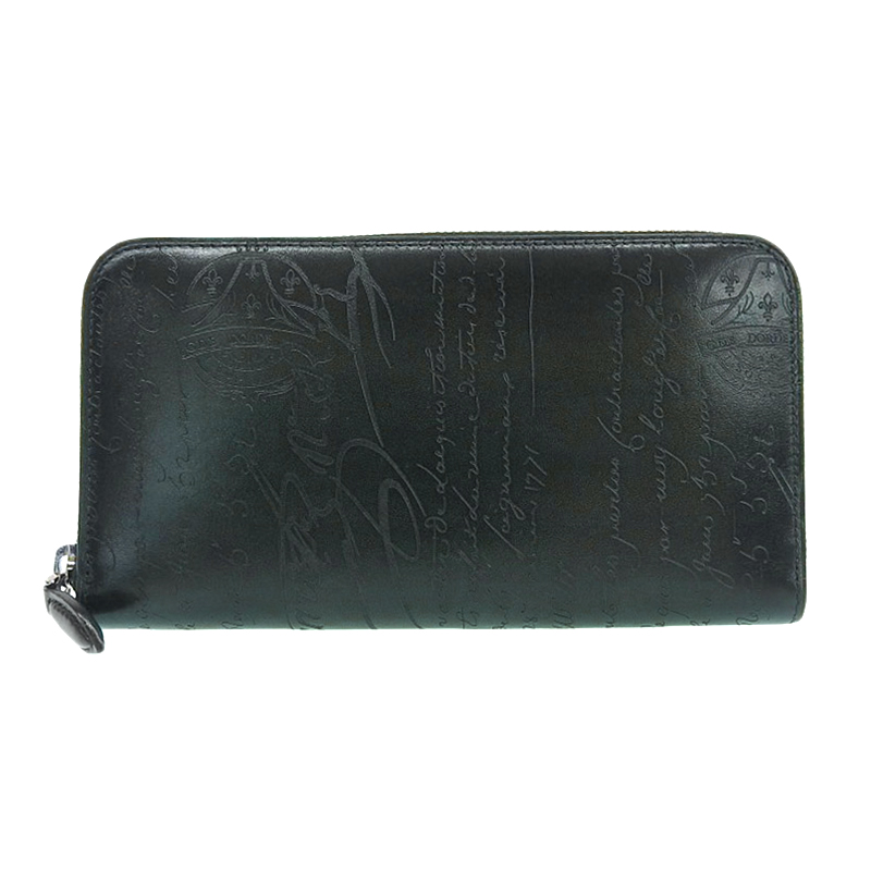 ベルルッティ BERLUTI カリグラフィ 長財布 レザー グリーン 中古 OBB0555
