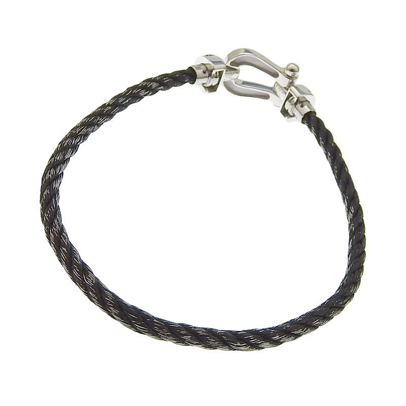 http://フレッド%20FRED%20フォース10%20MM%20ブレスレット%20K18WG/SS%20ブラックダイヤモンド%20中古%20OBJ0264