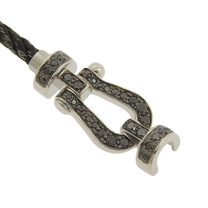 http://フレッド%20FRED%20フォース10%20MM%20ブレスレット%20K18WG/SS%20ブラックダイヤモンド%20中古%20OBJ0264