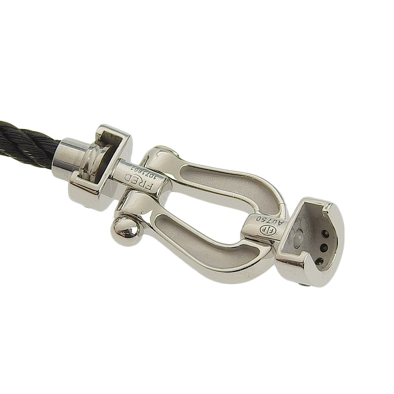 http://フレッド%20FRED%20フォース10%20MM%20ブレスレット%20K18WG/SS%20ブラックダイヤモンド%20中古%20OBJ0264