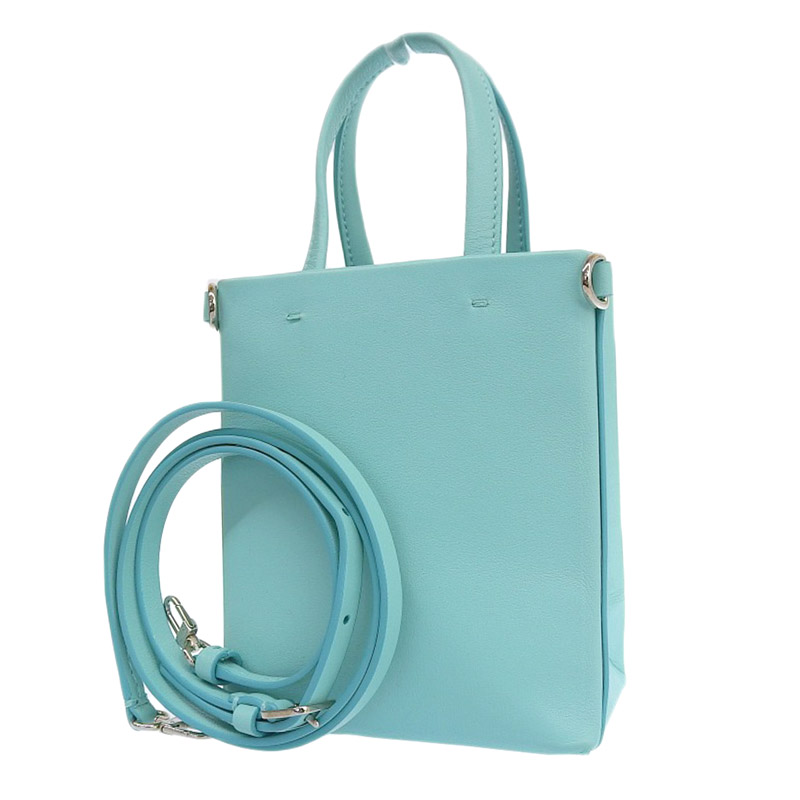 http://ティファニー%20TIFFANY%20&%20Co.%20ミニショッピングトート%202WAYバッグ%20ショルダーバッグ%20レザー%20ブルー%20中古%20TI0343