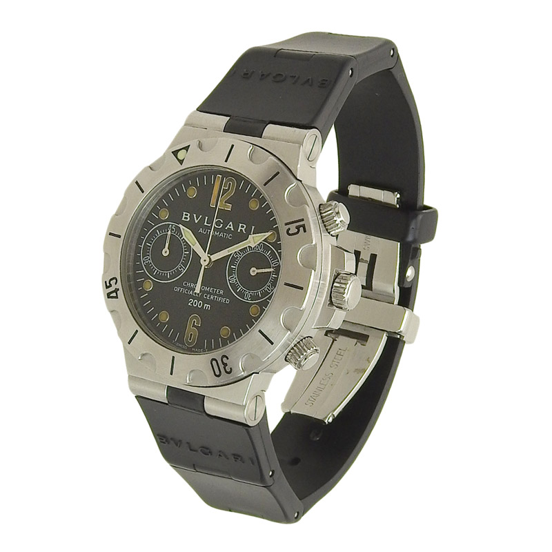 http://ブルガリ%20BVLGARI%20ディアゴノ%20スクーバ%20クロノグラフ%20メンズ%20自動巻き%20腕時計%20SS/ラバー%20ブラック文字盤%20中古%20BV0360