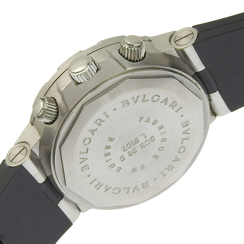 http://ブルガリ%20BVLGARI%20ディアゴノ%20スクーバ%20クロノグラフ%20メンズ%20自動巻き%20腕時計%20SS/ラバー%20ブラック文字盤%20中古%20BV0360