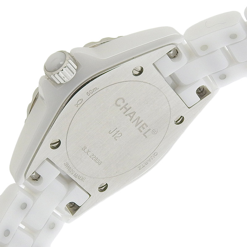 http://シャネル%20CHANEL%20J12%20レディース%20クォーツ%20腕時計%20セラミック/SS%208Pダイヤモンド%20シェル文字盤%20H2570%20中古%20CH0927
