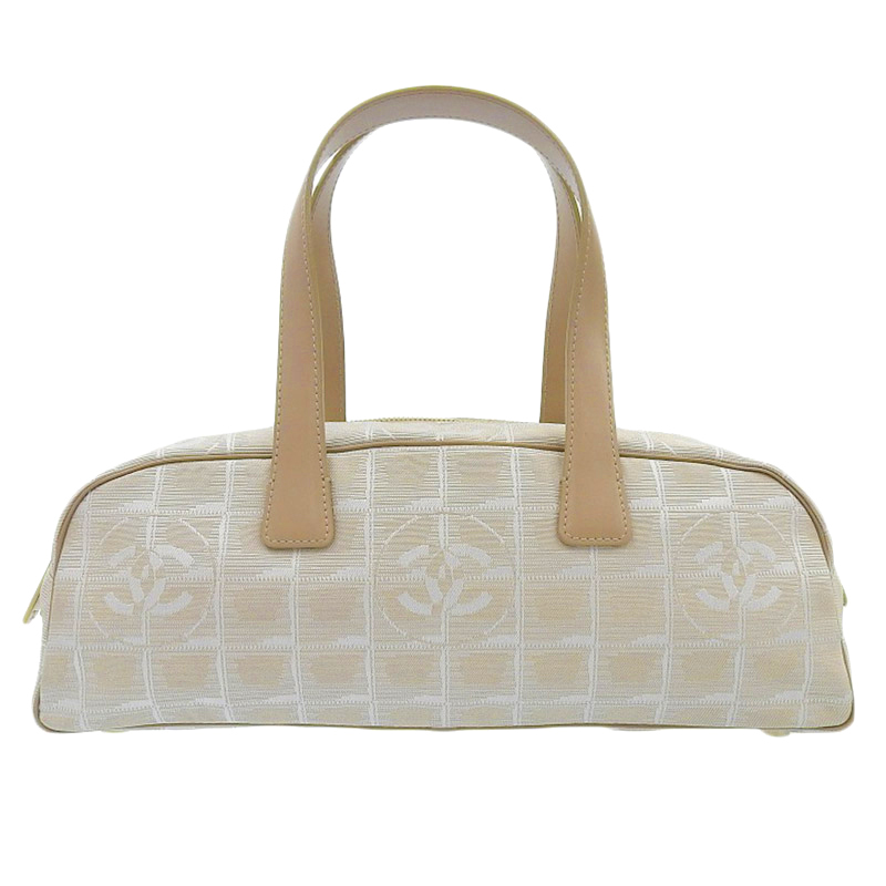 シャネル CHANEL ニュートラベルライン ハンドバッグ ミニボストン ナイロン/レザー ベージュ 10番台 中古 CH0928