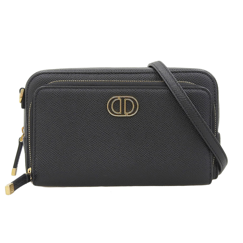 ディオール CHRISTIAN DIOR カロ ショルダーバッグ レザー ブラック S7431UBAE 中古 OB1899