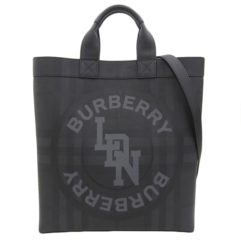 http://バーバリー%20BURBERRY%20ロゴ%20ロンドンチェック%202WAYバッグ%20PVC/レザー%20ブラック%208022519%20中古%20OB1904