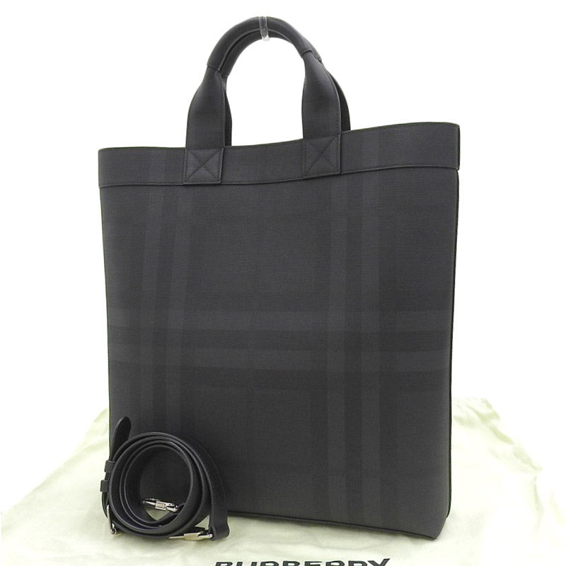http://バーバリー%20BURBERRY%20ロゴ%20ロンドンチェック%202WAYバッグ%20PVC/レザー%20ブラック%208022519%20中古%20OB1904