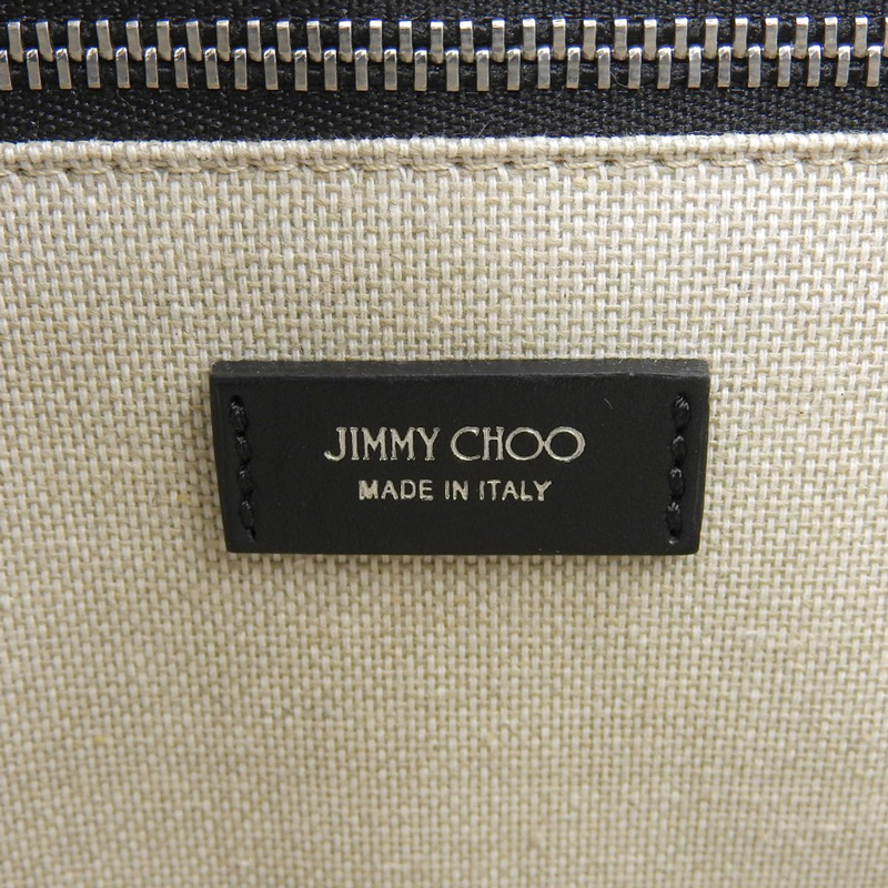 http://ジミーチュウ%20JIMMY%20CHOO%20ロゴ%20トートバッグ%20レザー%20ブラック%20中古%20OB2006