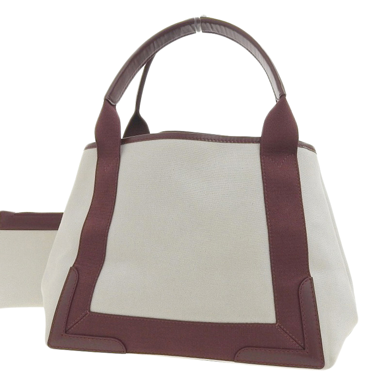 http://バレンシアガ%20BALENCIAGA%20ネイビーカバスS%20トートバッグ%20キャンバス/レザー%20ホワイト/ボルドー%20339933%20中古%20OB2014