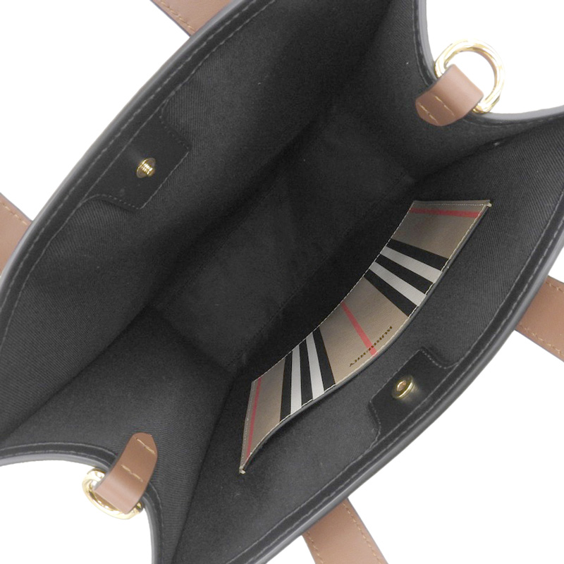 http://バーバリー%20BURBERRY%20アイコンストライプ%202WAYバッグ%20トートバッグ%20PVC/レザー%20ベージュ/ブラック/ブラウン%20美品%20OB2018